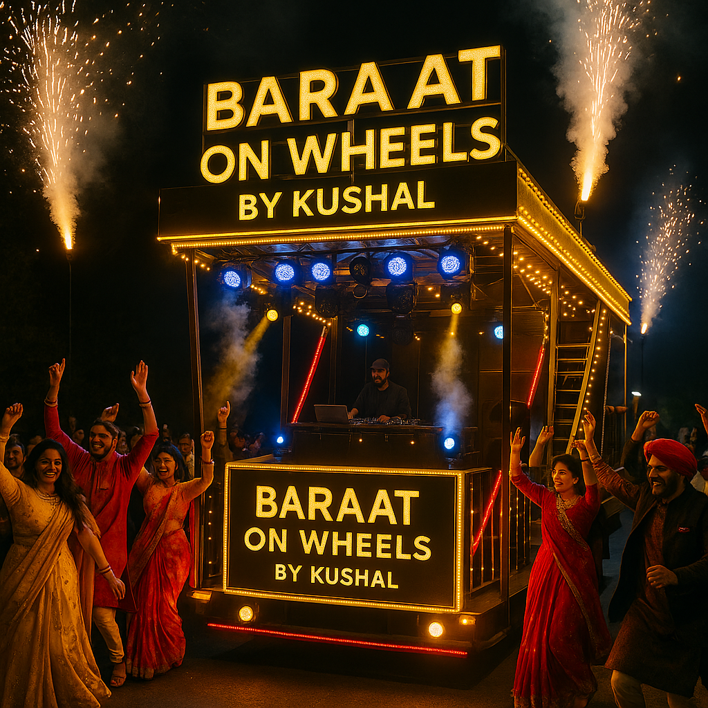 Premium DJ truck service for weddings in Rajasthan - Baraat On Wheels mobile entertainment